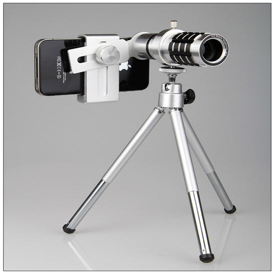 Telescopio Móvil 12X Zoom - Lente Cámara Smartphone con Trípode Universal