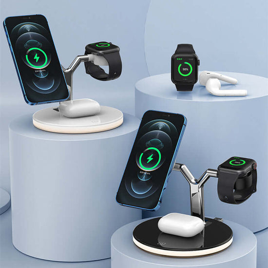 Cargador Inalámbrico Magnético 3 en 1 - 15W Carga Rápida iPhone Watch Earbuds